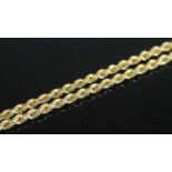A contemporary ropetwist necklace, stamped 585 and tests as approx 14ct gold, 20.2g, length 80cm