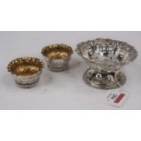 A Victorian pierced silver pedestal dish, Thomas Hayes, Birmingham, 1894, together with a pair of