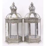 A pair of modern metal hanging lanterns, each h.61cm