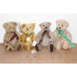 Four various teddy bears, to include Steiff, Merrythought, and Deans