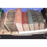 Two boxes of vintage books to include leather bound examples