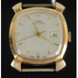 An Oris gent's gold plated anti-shock manual wind wristwatch, having silvered dial with date