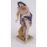 A 19th century Derby figure of a man emblematic of Winter (a/f), h.13cm