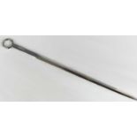 A George III silver meat skewer, of diamond section tapering form with octagonal ring handle,