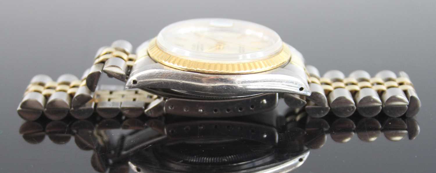 A bi-metal Rolex Oyster Perpetual Datejust automatic wristwatch, having a cream tapestry index dial, - Image 4 of 9