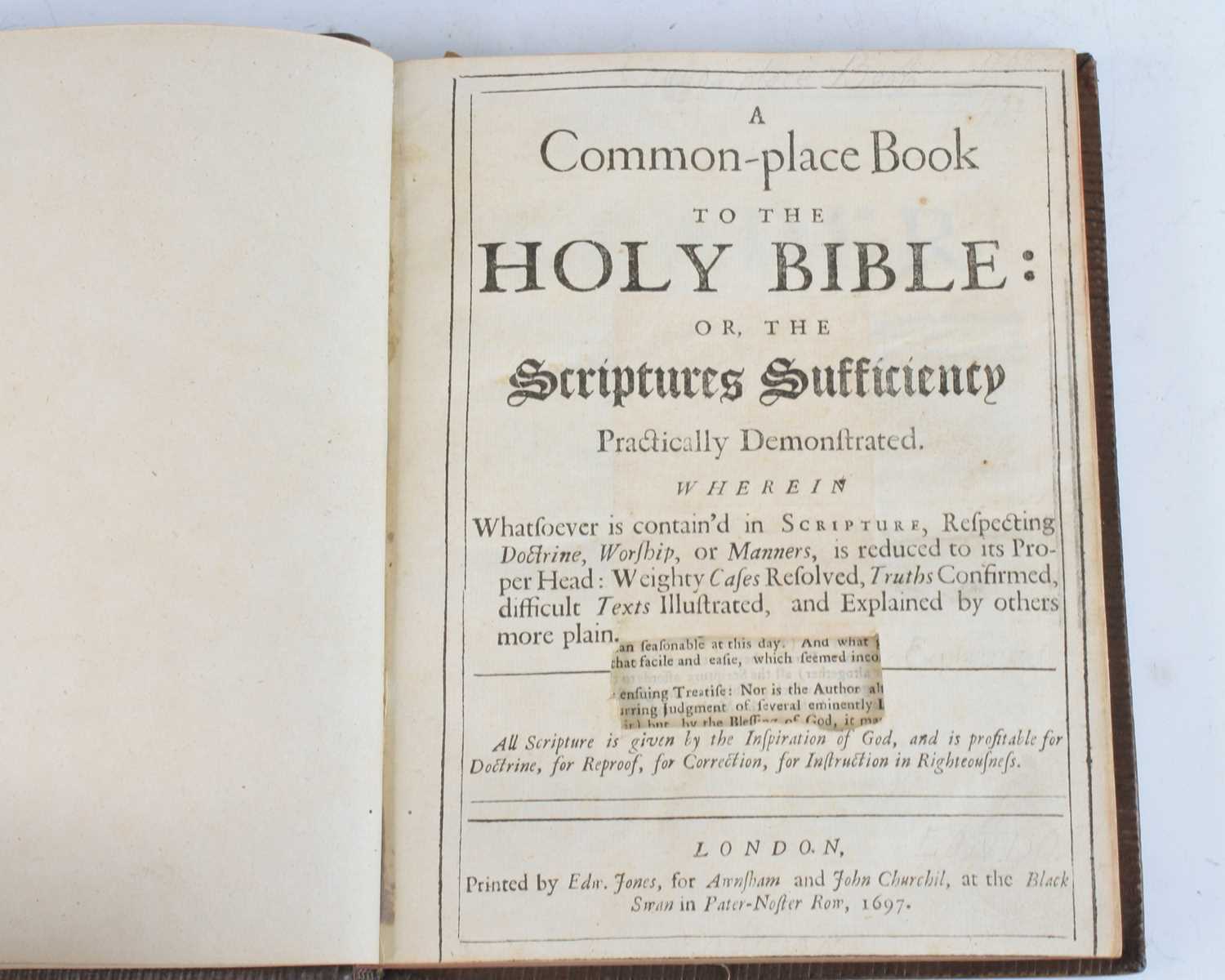 Locke, John: A Common-place Book To The Holy Bible: Or, The Scriptures Sufficiency Practically - Image 4 of 4