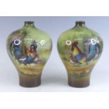 A pair of Royal Bonn vases, late 19th century, each of inverse baluster form, decorated with a