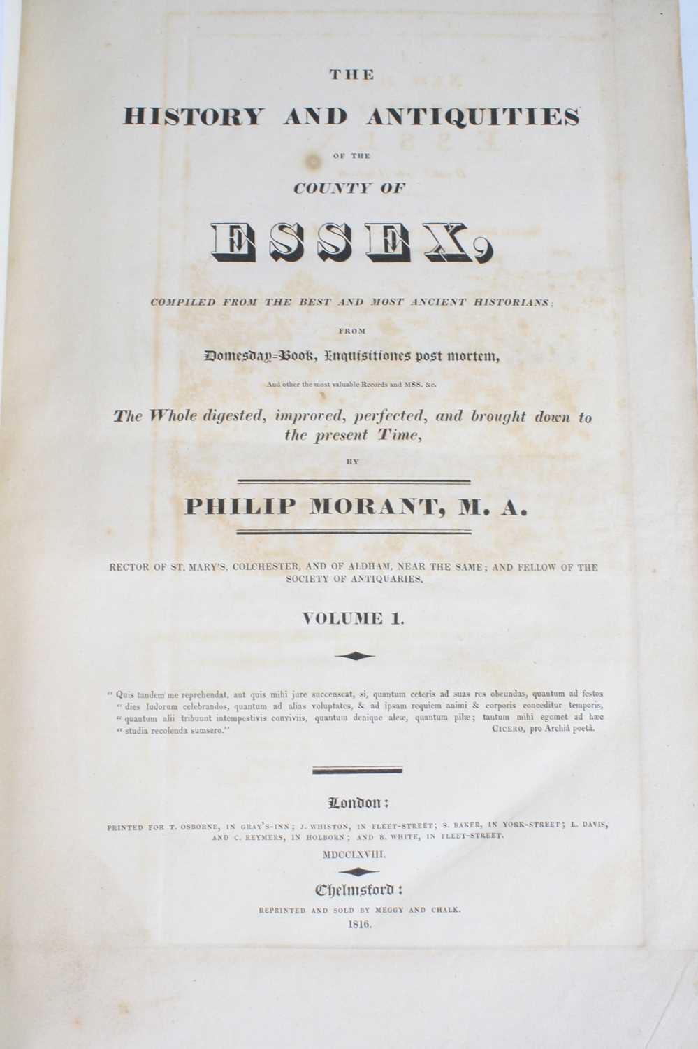 Morant, Philip: The History and Antiquities of the County of Essex, compiled from the best and - Image 2 of 3