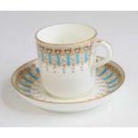 A White Star Line demitasse cup and saucer, circa 1906, enamel decorated in the 'Wisteria'