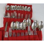 A mainly late Victorian silver associated part cutlery suite, in the Old English pattern, comprising