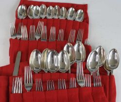 A mainly late Victorian silver associated part cutlery suite, in the Old English pattern, comprising