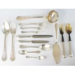 An extensive late 20th century Italian silver cutlery suite, having shaped and reeded stems,