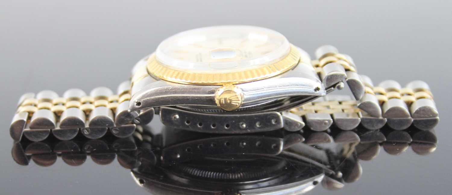 A bi-metal Rolex Oyster Perpetual Datejust automatic wristwatch, having a cream tapestry index dial, - Image 5 of 9