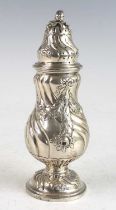 An early 20th century Scandinavian silver sifter, of twisting baluster form, all-over repousse