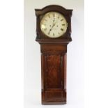 Bosworth of Nottingham – a Victorian oak cased droptrunk wall clock, having a signed white enamel