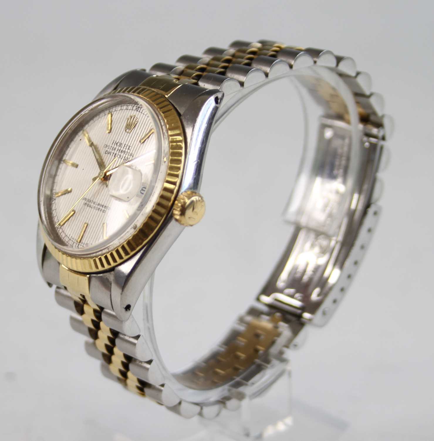 A bi-metal Rolex Oyster Perpetual Datejust automatic wristwatch, having a cream tapestry index dial, - Image 2 of 9