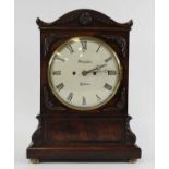 Simpson of London – a circa 1830 mahogany bracket clock, having a repainted signed white enamel
