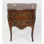 A late 19th century French kingwood, rosewood and floral marquetry inlaid bombe commode, of small