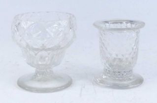 A glass monteith, circa 1750, the honeycomb moulded double ogee bowl above a flattened knop, h.