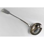 A Victorian silver soup ladle, in the Fiddle pattern, the terminal bright cut engraved with a