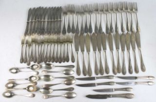 A suite of late 19th century German 800 silver cutlery by Gebruder Friedlander, comprising twelve