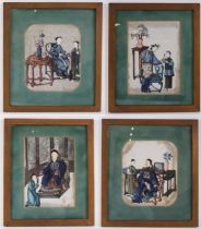 Chinese school - a set of four Royal portraits, watercolours on rice paper, each 20.5 x 17cm Some