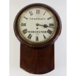 Skarratt of Worcester – a mahogany droptrunk wall clock, having a restored signed dial, dia.11½”,