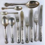 An extensive Elizabeth II silver part cutlery suite, in the Kings pattern, comprising twelve table