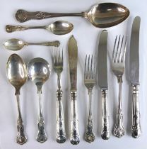 An extensive Elizabeth II silver part cutlery suite, in the Kings pattern, comprising twelve table