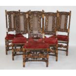 A set of eight walnut dining chairs in the Caroleon style, each having cherub and crown carved top