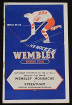 Ice Hockey, a collection of Official Programmes dating from 1948-1963 to include Ice Hockey at the