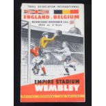 A Football Association International official programme for the England v Belgium friendly held at