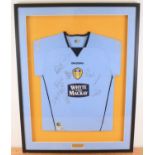 Football, a multi signed Leeds United shirt from the 2004-2005 season, mounted for display, 72 x