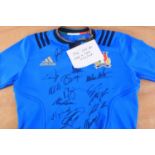 Football, a multi signed replica Italy shirt with Adidas tags and hand written card Italy 2018 shirt