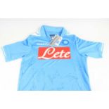 A multi-signed SSC Napoli Maglia Gara home replica shirt by Macron, sponsor Lete, size L with tags
