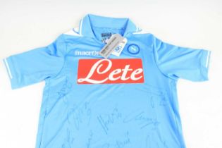 A multi-signed SSC Napoli Maglia Gara home replica shirt by Macron, sponsor Lete, size L with tags