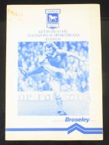 A Kevin Beattie Testimonial Sportsmans Dinner menu / programme, signed to the cover by Beattie,