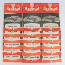 A large collection of Arsenal F.C. home fixture match day programmes, many arranged by seasons and