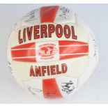 A Liverpool Football Club Technology Beaufort leather football, signed by various team members in