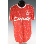 A replica Liverpool Football Club home shirt from the 1989-91 seasons, sponsored by Candy, size XL