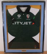 Rugby Union, a multi signed London Irish team shirt from the 2009/2010 season, mounted for