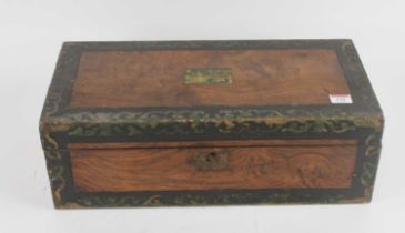 A Victorian walnut writing slope, w.50cm (a/f)