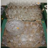 Two boxes of crystal to include drinking glasses and bowls