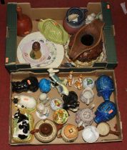 Two boxes of mixed ceramics to include Devon motto ware