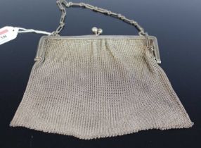 A lady's George V silver chain link evening bag, Birmingham 1916, width 14.5cm