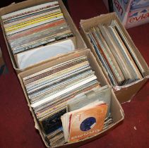 Three boxes of vintage LPs to include The Drifters, Buddy Holly, and Bread