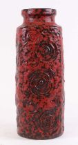 A West German pottery vase, impressed spiral decoration, height 41cm