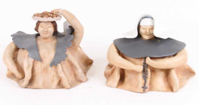 Two Lolita V Fauli studio pottery figures, the largest h.15cm The nun's cornette hat is loose. The