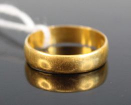 A 22ct gold wedding band, 3.3g, sponsor WW, size P/Q