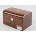 A Victorian rosewood single compartment tea caddy, w.14cm